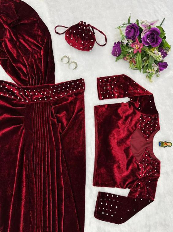 Viscose velvet REAL PEARL MOTI WORK