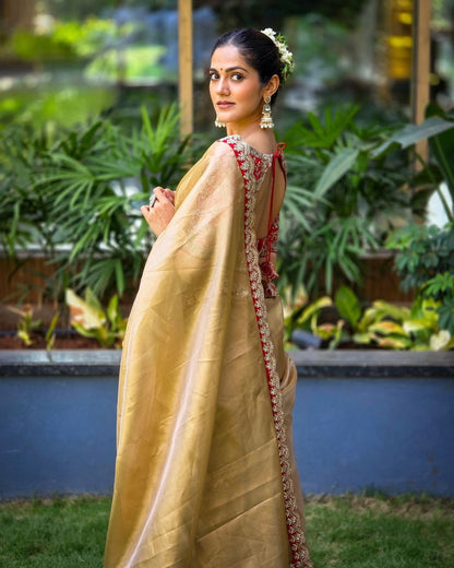 zoya Gold Soft tissu saree