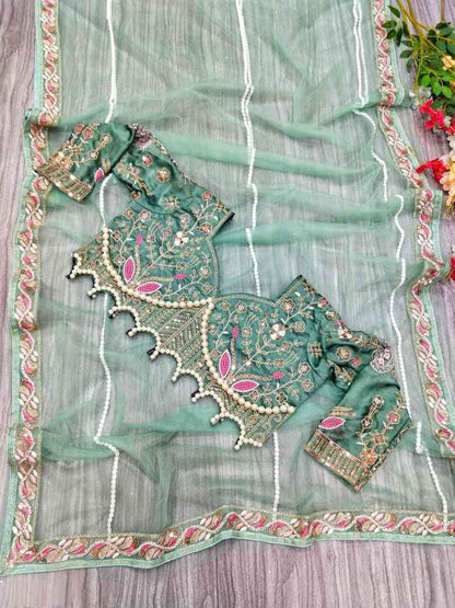 Moti saree  HAND EMBROIDERY WORK WITH PEARL MOTI