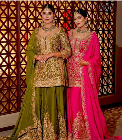 Chinon silk top bottom dupatta,