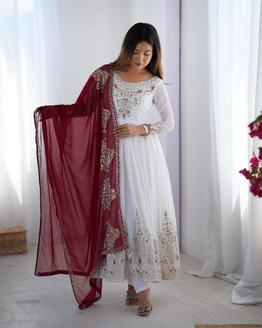 Full Sleeves georget fancy Gown set.