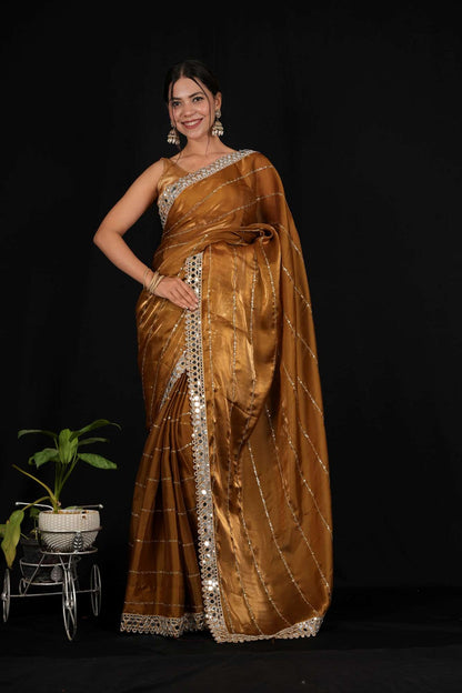 Mirror work saree