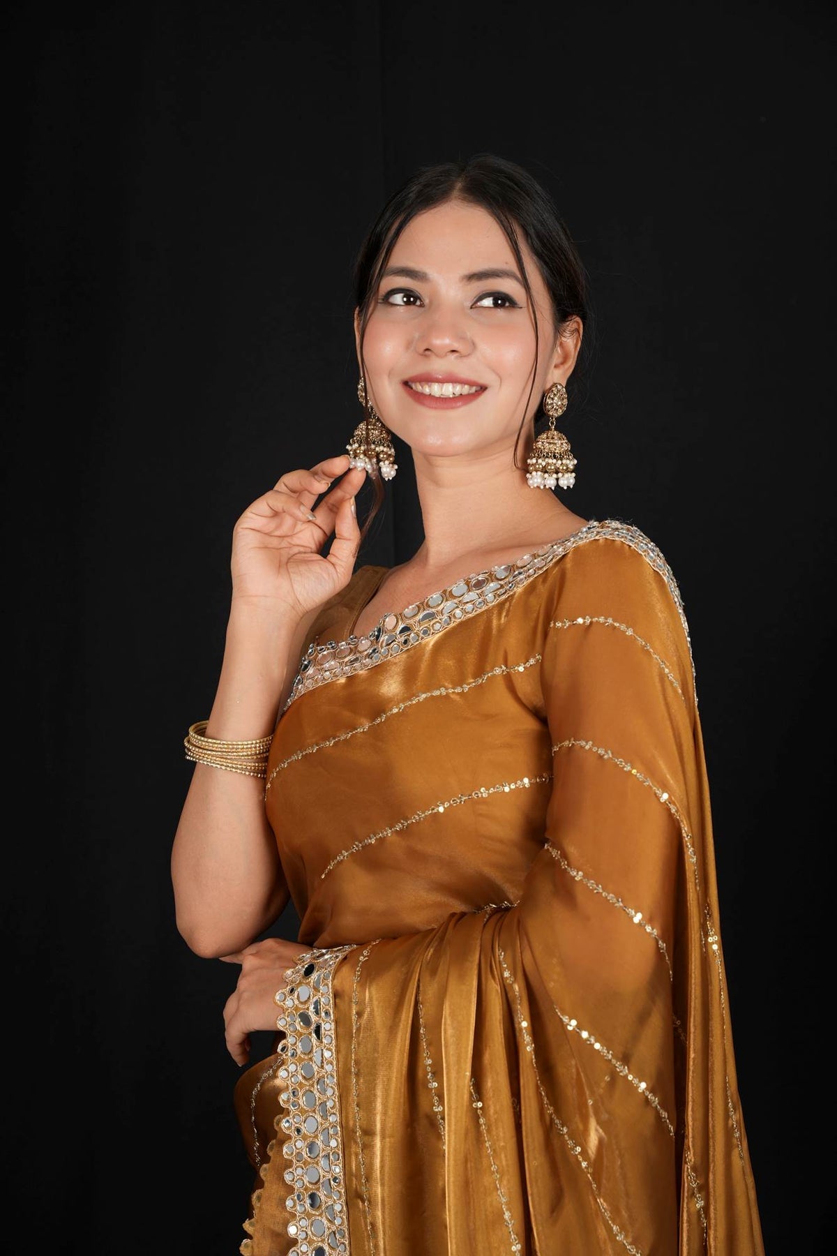 Mirror work saree
