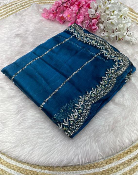 Zimmy Choo hand work saree diamond stone work