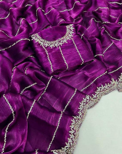 Zimmy Choo hand work saree diamond stone work
