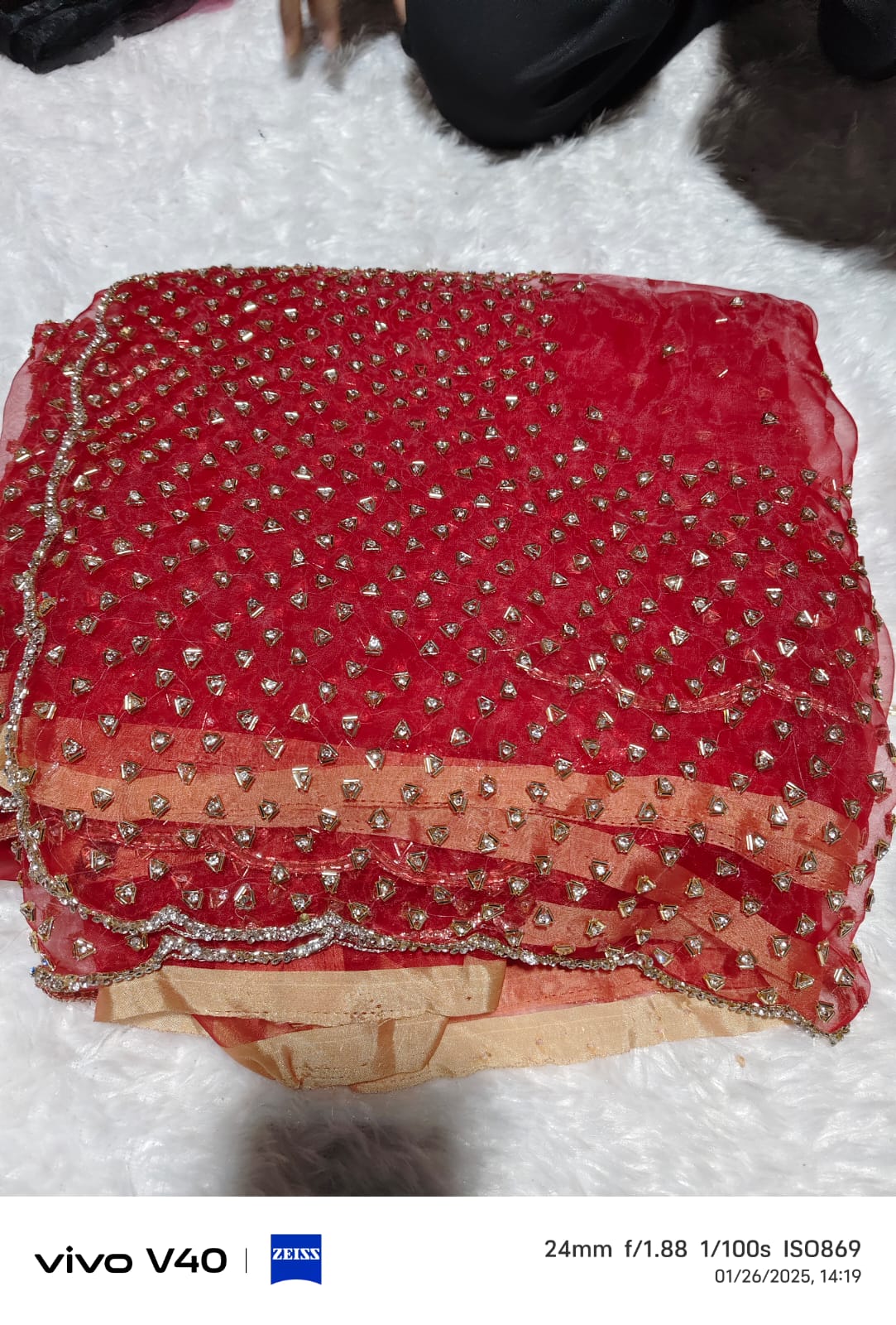 Pure organza net saree original hand work catdana pipe loading work 75000 diamond stone work