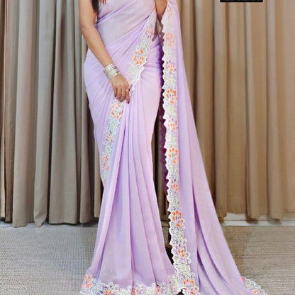 Pure Georgette diamond work saree