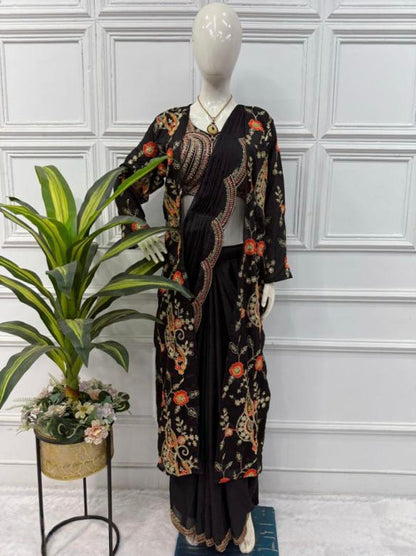 Draped saree with koti full stitching