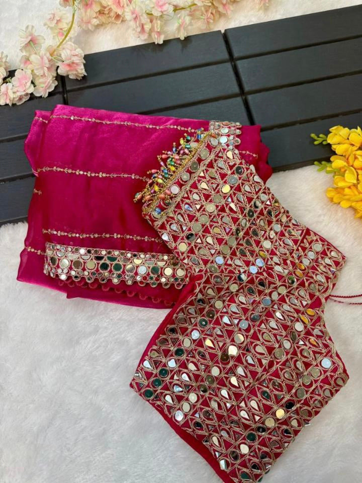 Mirror work saree