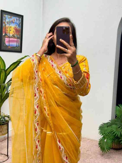 Moti saree  HAND EMBROIDERY WORK WITH PEARL MOTI ON LACE BORDER all over saree