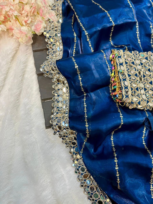 Mirror work saree
