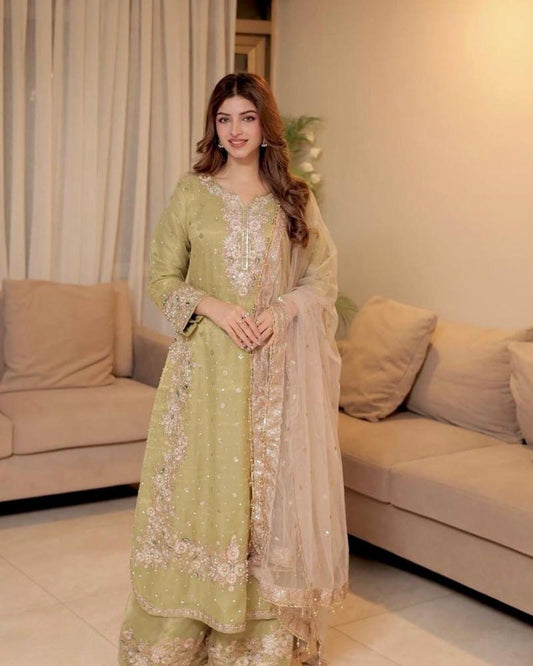 sequins & zari embroidery suit set