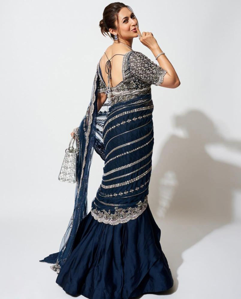 Designer Lehenga Saree With Stitched Blouse