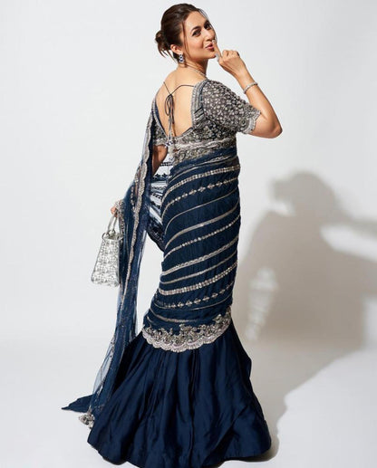 Designer Lehenga Saree With Stitched Blouse