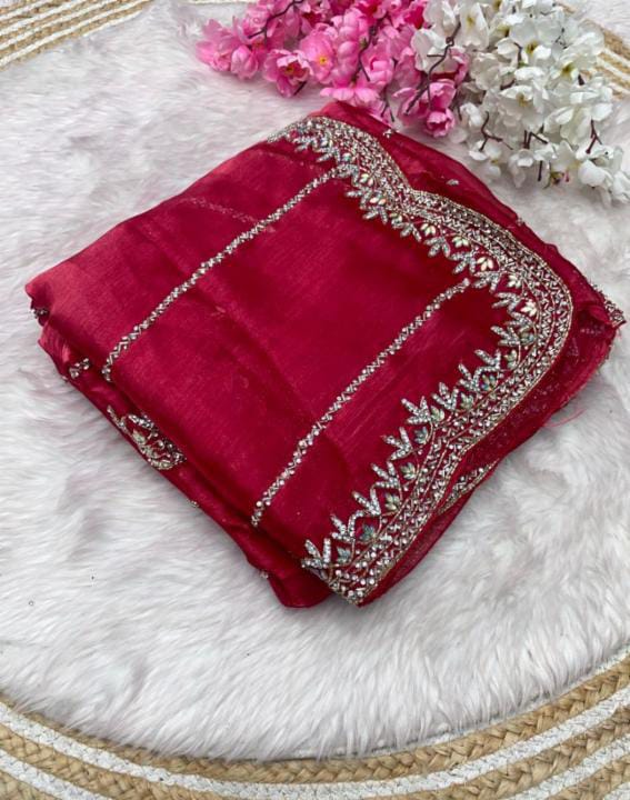 Zimmy Choo hand work saree diamond stone work