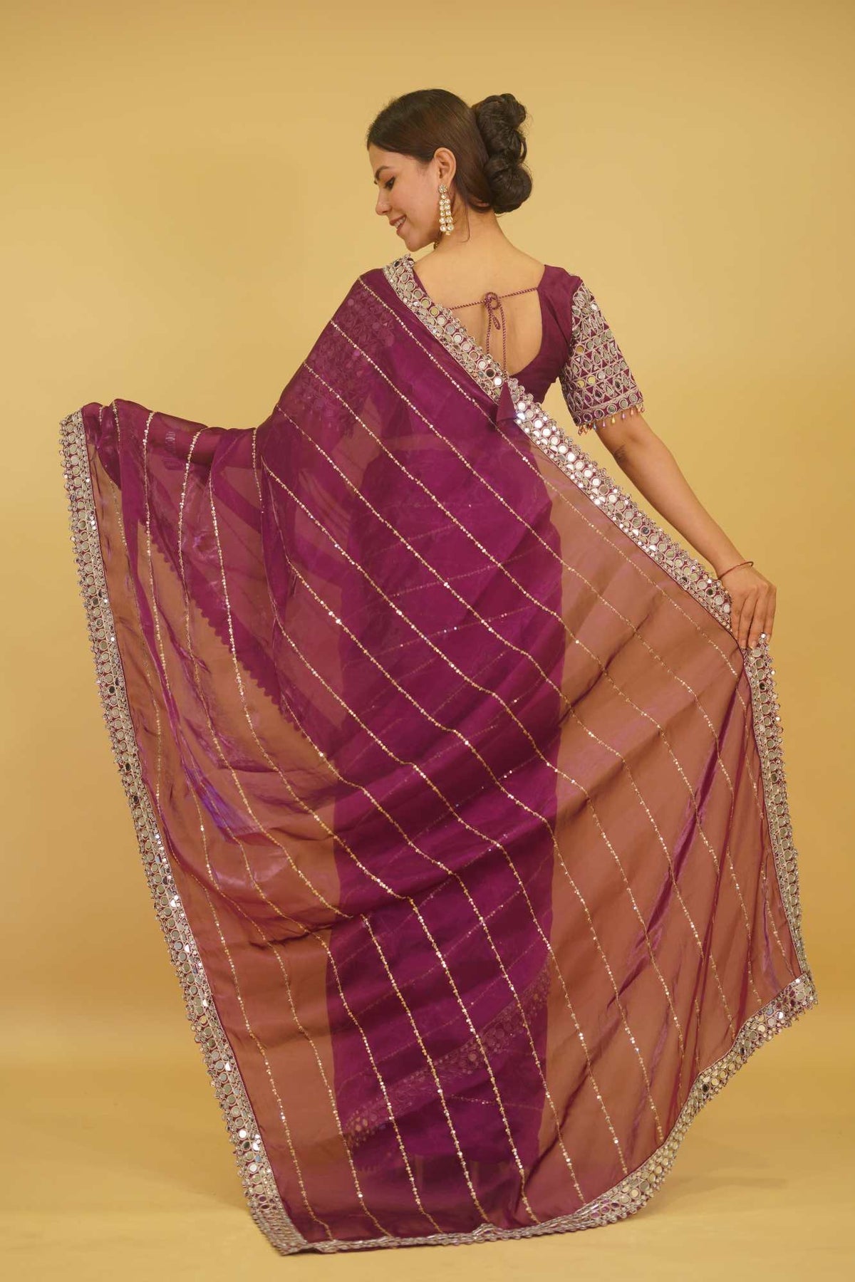 Mirror work saree