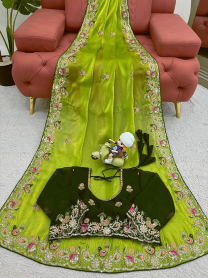 Party Wear Jimmy Choo Multi Sequence Work Saree