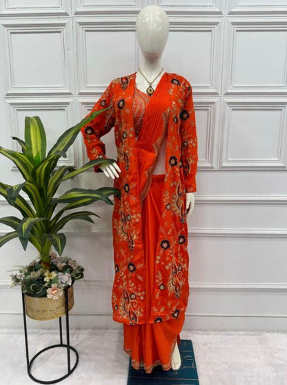 Draped saree with koti full stitching