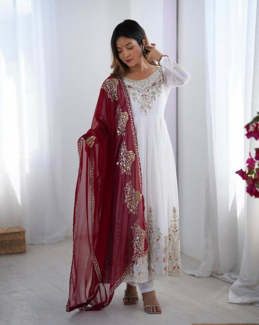 Full Sleeves georget fancy Gown set.