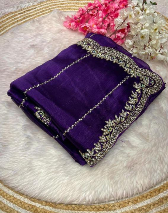 Zimmy Choo hand work saree diamond stone work