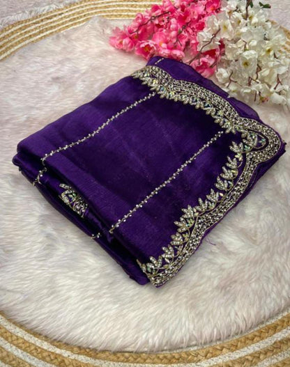 Zimmy Choo hand work saree diamond stone work