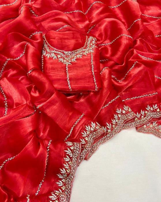 Zimmy Choo hand work saree diamond stone work