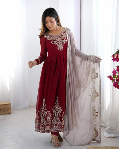 Full Sleeves georget fancy Gown set
