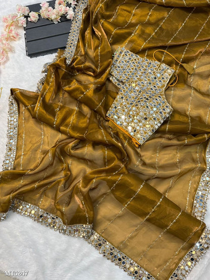 Mirror work saree