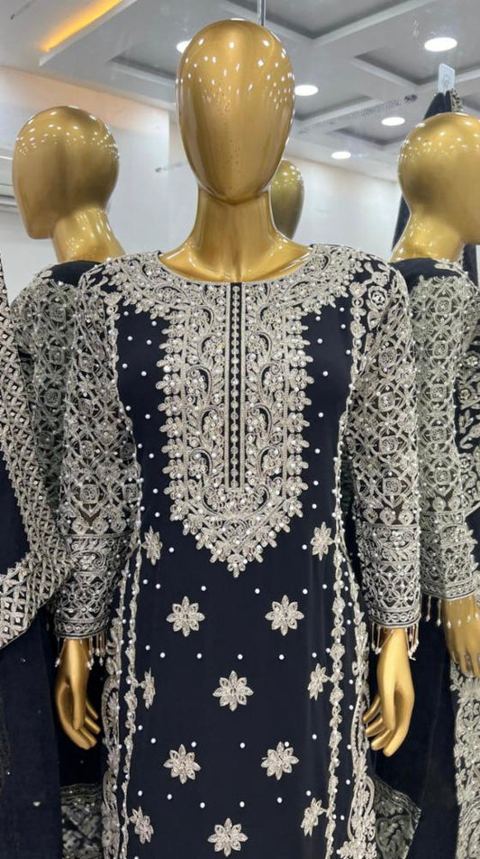 pure Georgette With Heavy Embroidery suit set,