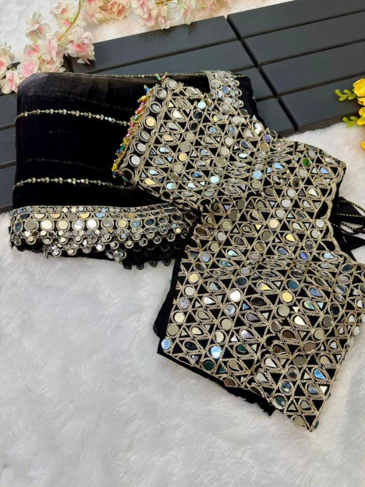 Mirror work saree