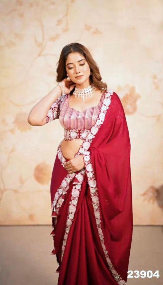 Embrodery Work Fully Stitch Blouse Saree