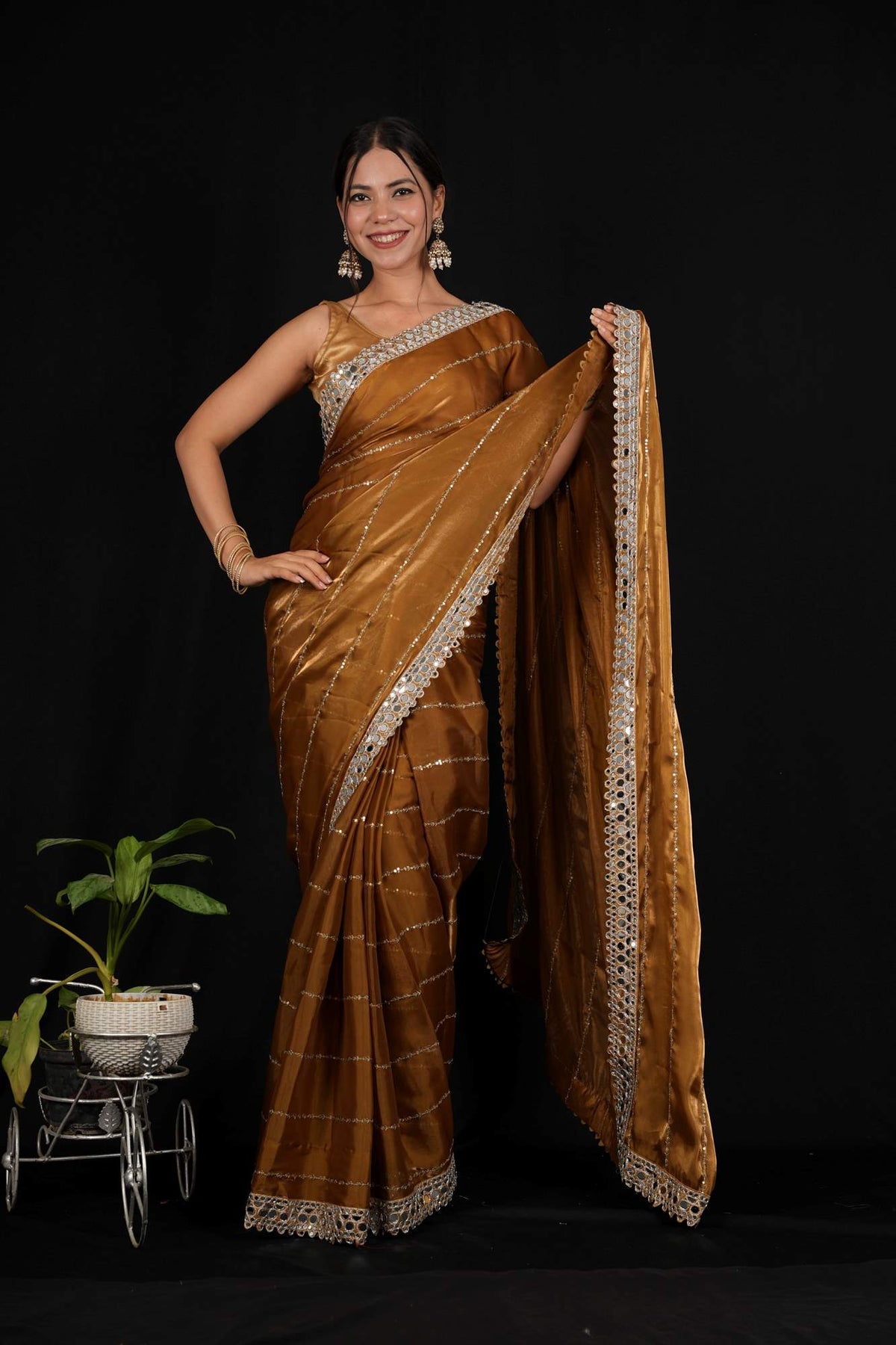 Mirror work saree