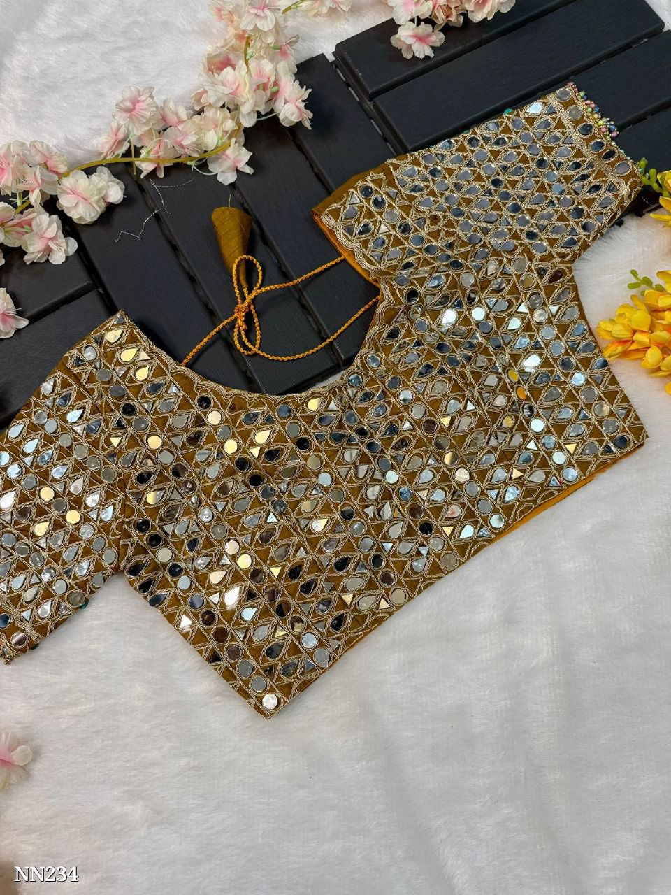 Mirror work saree