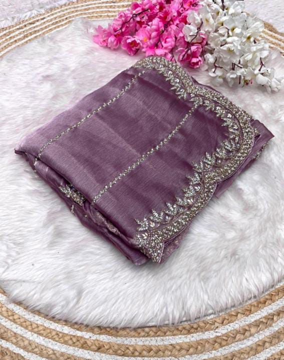 Zimmy Choo hand work saree diamond stone work