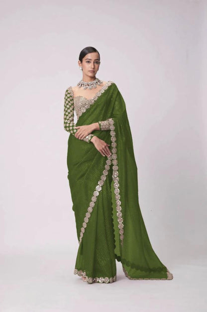 Mirror saree Pure Georgette sequence lining fabric