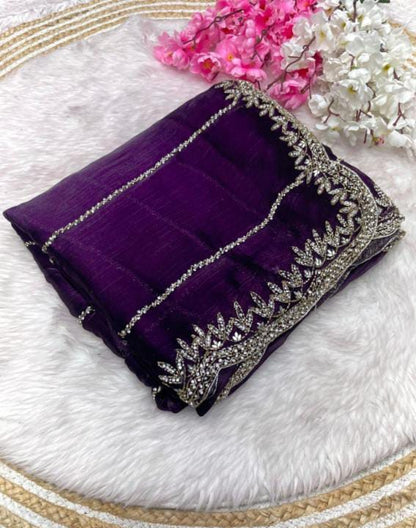 Zimmy Choo hand work saree diamond stone work