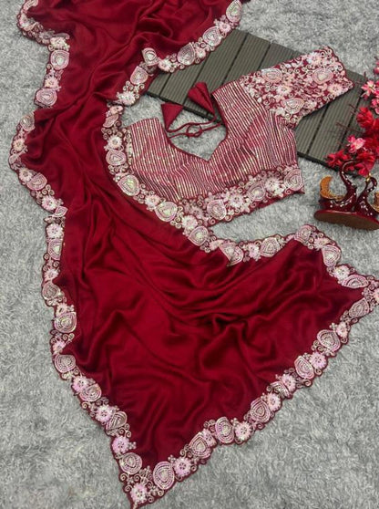 Embrodery Work Fully Stitch Blouse Saree