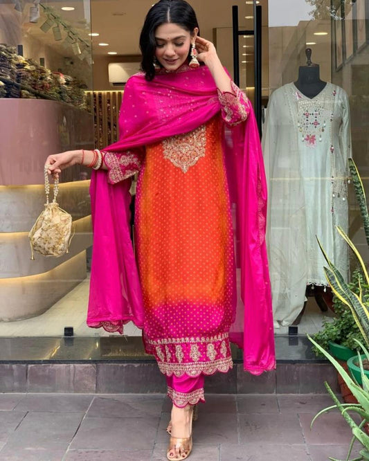 Premium Chinon Silk suit set