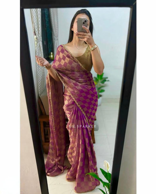 Beautiful Chrome Unicorn Saree Shaded Of Rainbow*