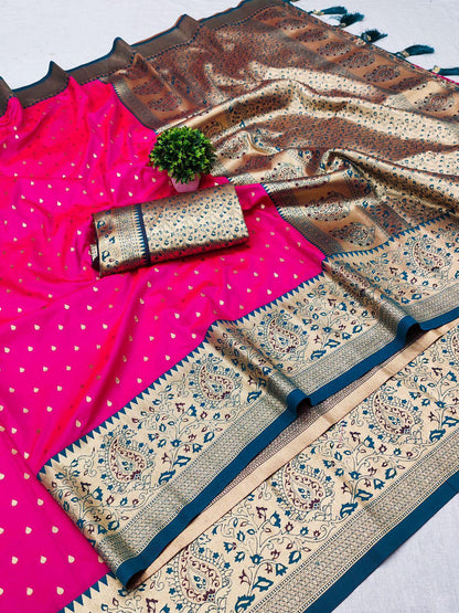 Pure silk Pethani saree with zari weawing