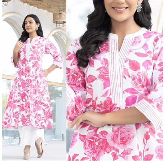 Rayon fabric Digital print kurti set