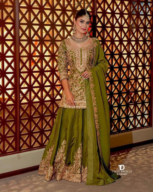 Chinon silk top bottom dupatta