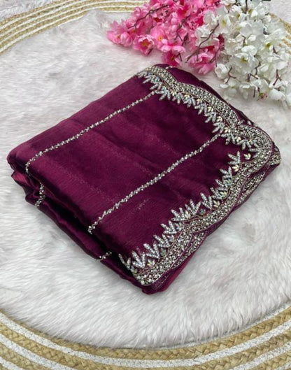 Zimmy Choo hand work saree diamond stone work