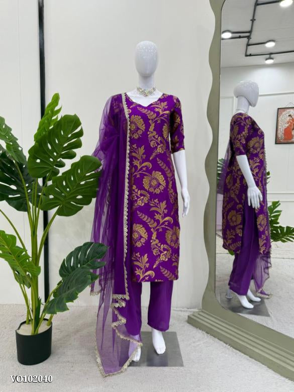 jacquard Silk fabric suit set