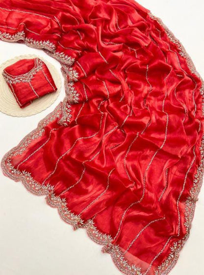 Zimmy Choo hand work saree diamond stone work