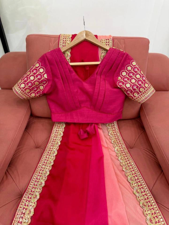 Chinon Silk two ton fancy saree