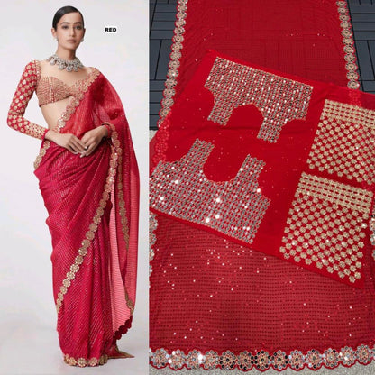 Mirror saree Pure Georgette sequence lining fabric