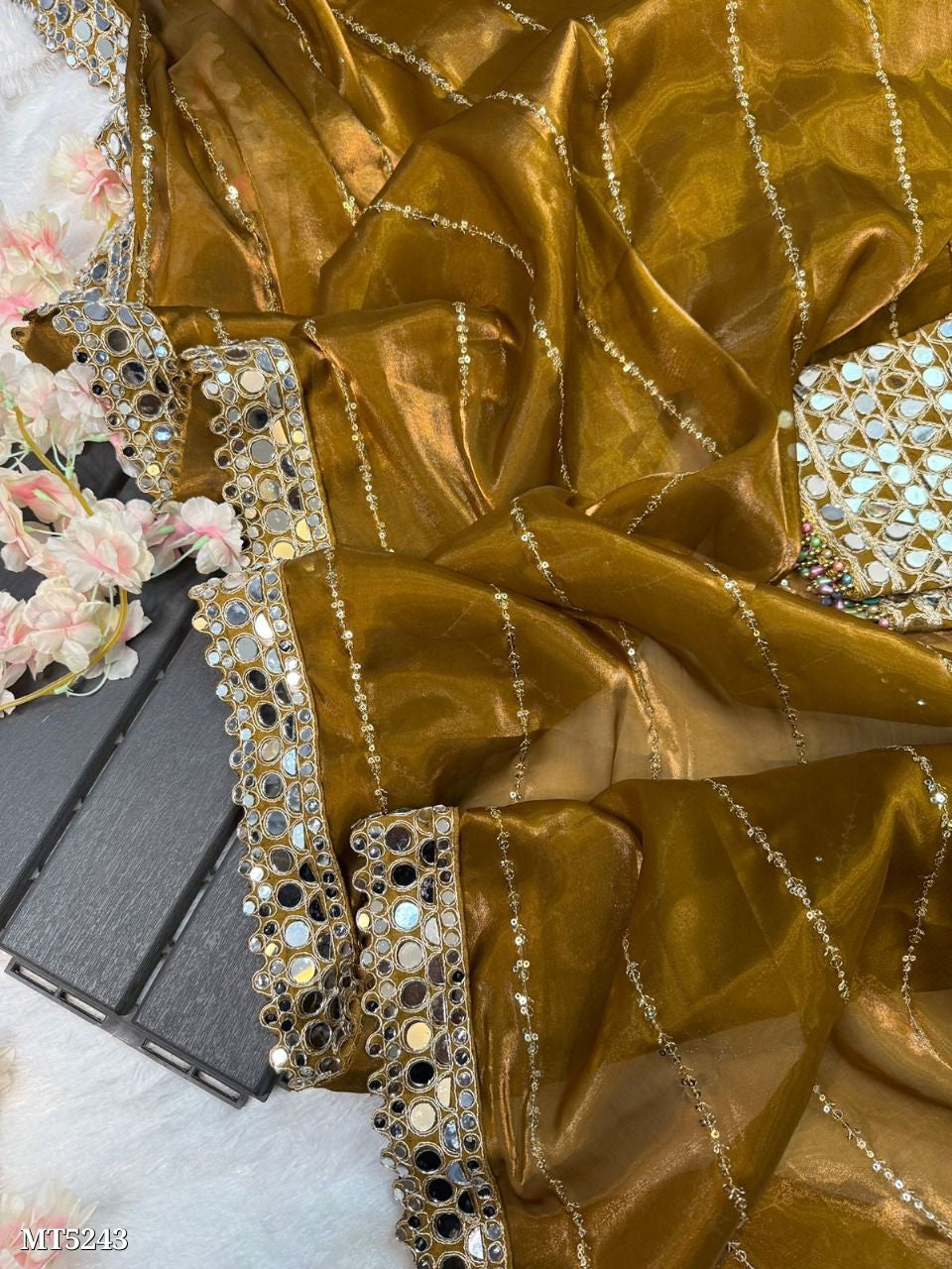 Mirror work saree