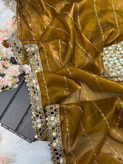 Mirror work saree